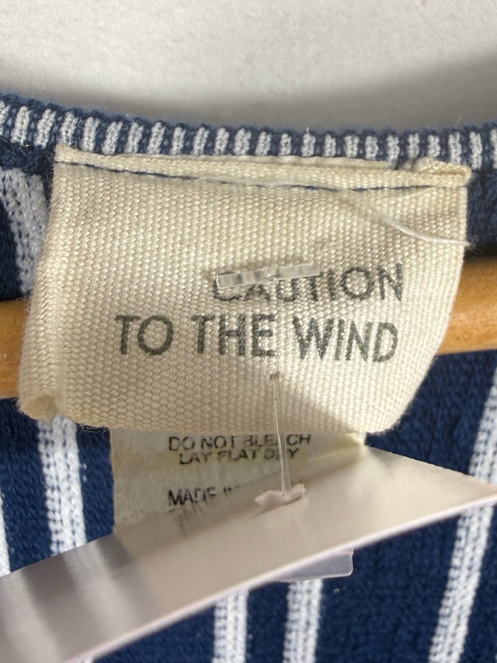 Caution to the Wind Navy & White Vertical Striped Faux-Wrap Jumpsuit